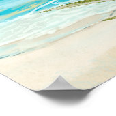 砂漠のサボテンビーチ 海の風景 水彩画 アガベ ポスター (角)