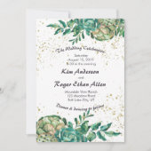 砂漠のサボテン多肉性ロマンチックな結婚式の誘い 招待状 (正面)