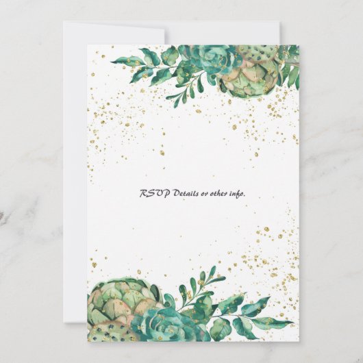 砂漠のサボテン多肉性ロマンチックな結婚式の誘い 招待状 (裏面)