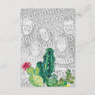 砂漠のサボテン水彩　あなた自身の写真を追加 エンクロージャーカード