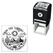 砂漠のサボテン風景 #2P 図書館の本の名前 セルフインキングスタンプ (インサイチュ)