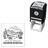 砂漠のサボテン風景 #3S SQ 図書館の本の名前 セルフインキングスタンプ (インサイチュ)