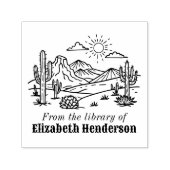 砂漠のサボテン風景 #3S SQ 図書館の本の名前 セルフインキングスタンプ (デザイン)