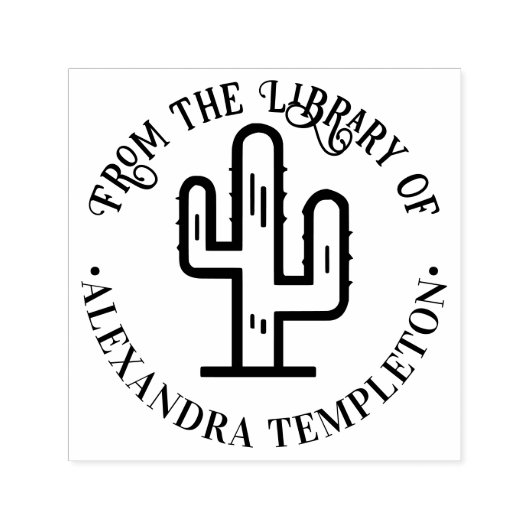 砂漠のサボテン「〇〇の本棚から」 本の名前 セルフインキングスタンプ (デザイン)