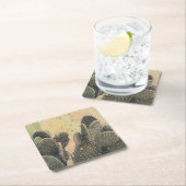 砂漠のサボテン|の緑の（ばちゃばちゃ）跳ねる スクエアペーパーコースター (インサイチュ)