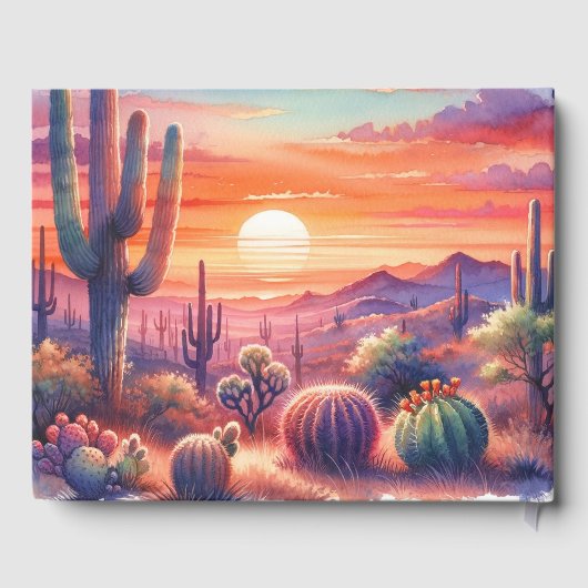 砂漠のサンセットグローウォーター色結婚南西 ゲストブック (裏面)