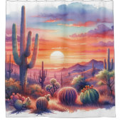 砂漠のサンセットグローウォーター色結婚南西 シャワーカーテン (正面)