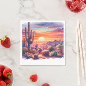 砂漠のサンセットグローウォーター色結婚南西 スタンダードカクテルナプキン (インサイチュ)