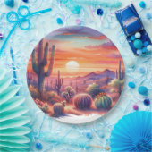 砂漠のサンセットグローウォーター色結婚南西 ペーパープレート (パーティー)