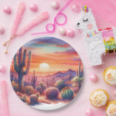 砂漠のサンセットグローウォーター色結婚南西 ペーパープレート (パーティー)