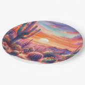 砂漠のサンセットグローウォーター色結婚南西 ペーパープレート (アングル)
