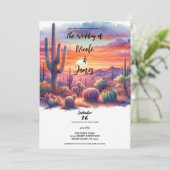 砂漠のサンセットグローウォーター色結婚南西 招待状 (スタンド正面)