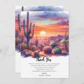 砂漠のサンセットグローウォーター色Southwestありがとう 招待状 (正面/裏面)