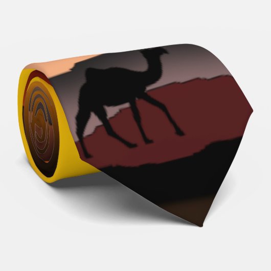 砂漠のサンセットネックタイのラクダのシルエット ネクタイ (ロール)