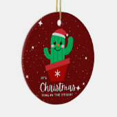 砂漠のサンタサボテンの可愛いクリスマス セラミックオーナメント (右)