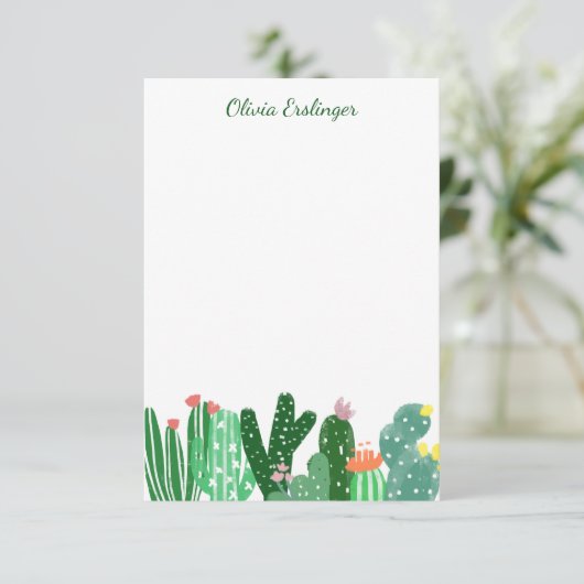 砂漠のサ絵画ボテン(緑パーソナライズされた) サンキューカード (スタンド正面)