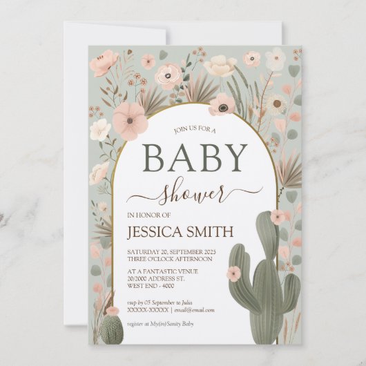 砂漠のシックな赤ちゃんシャワー 招待状 (正面)