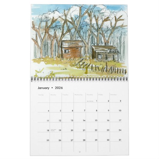 砂漠のスケッチ旅行ネバダの水の色を探索 カレンダー (1月 2026)