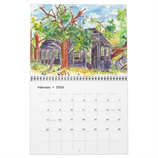 砂漠のスケッチ旅行ネバダの水の色を探索 カレンダー (2月 2026)