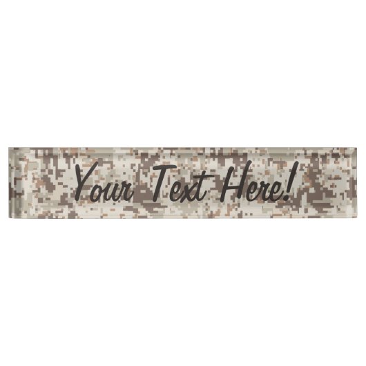 砂漠のスタイルのデジタルカムフラージュベージュ色装飾 デスクネームプレート (正面)