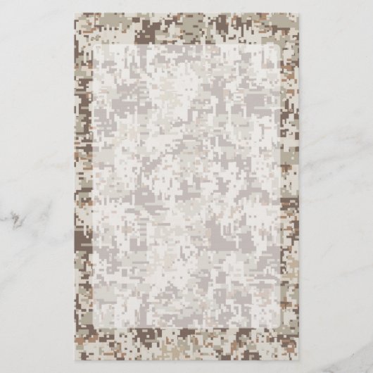 砂漠のスタイルのデジタルカムフラージュ 便箋 (正面)