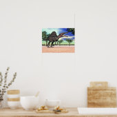 砂漠のスピノサウルス恐竜 – 3D 描写 ポスター (キッチン)