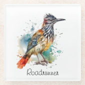 砂漠のスピリット、水の色のロードランナーカスタム、 ガラスコースター (正面)