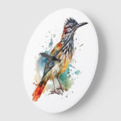 砂漠のスピリット、水の色のロードランナー ラージ壁時計 (傾斜)