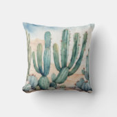 砂漠のチャーム水色サボテン装飾 クッション (正面)