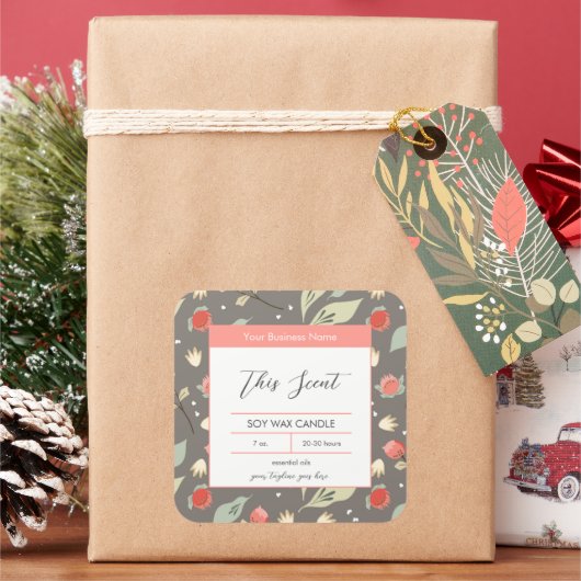 砂漠のトロピカル離れ抽象芸術キャンドルラベル スクエアシール (クリスマス)