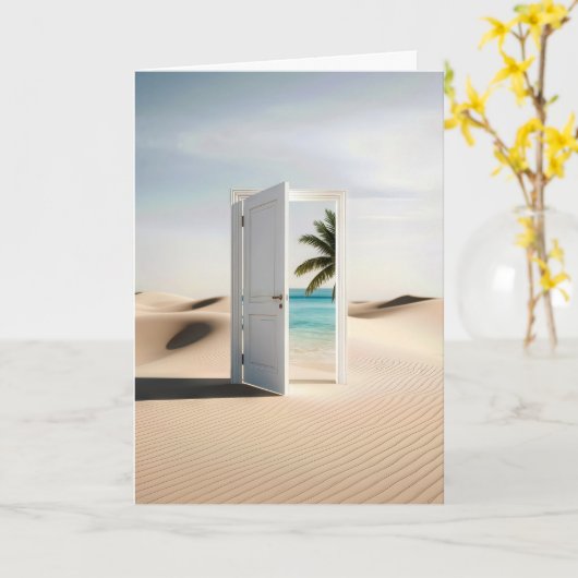 砂漠のドアから熱帯の楽園へ カード (黄色い花)