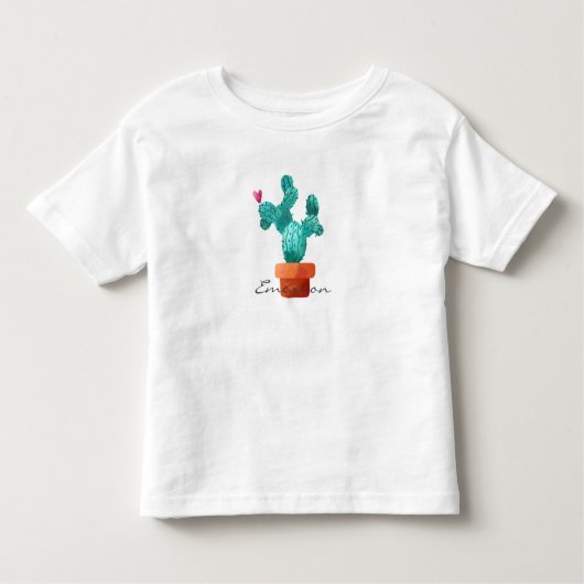 砂漠のハートサボテン緑ピンクの子供の名前の愛 トドラーTシャツ (正面)