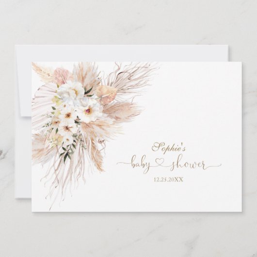 砂漠のバラパンパスグラスベビーシャワー書道 サンキューカード (裏面)