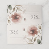 砂漠のバラピンクのフローラ緑のテーブル番号 プレイスカード (外部開封)
