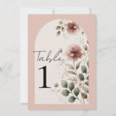 砂漠のバラピンクのフローラ緑のテーブル番号 招待状 (裏面)