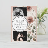 砂漠のバラピンク&グリーンフローラ日付を保存 招待状 (スタンド正面)