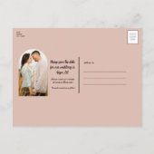 砂漠のバラピンク&グリーンフローラ日付を保存 案内ポストカード (裏面)