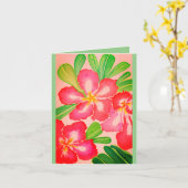 砂漠のバラ水の色のグリーティ空白のング カード (黄色い花)