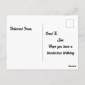 砂漠のビッグホーン羊とサボテンの漫画 ネオンハット ポストカード (裏面)