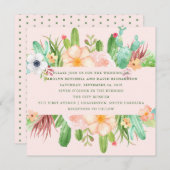 砂漠のピンクの水気が多い結婚式 招待状 (正面/裏面)