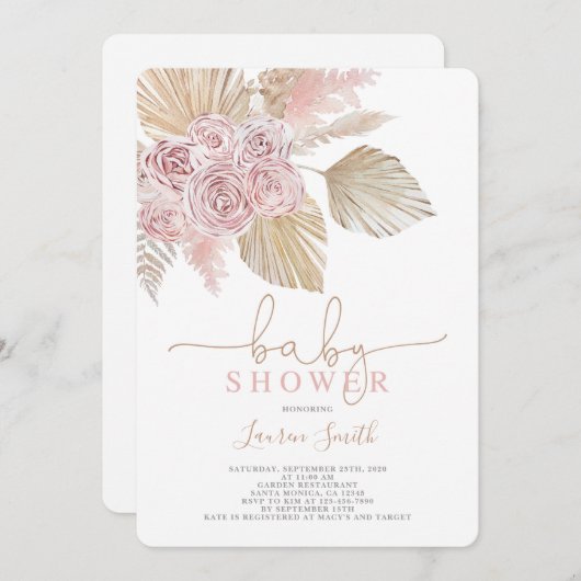 砂漠のベビーシャワー 招待状 (正面/裏面)