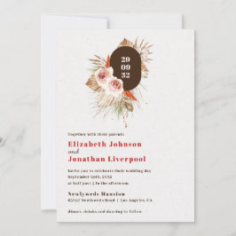 砂漠のボホフローラ地球トーンterracotta結婚の 招待状