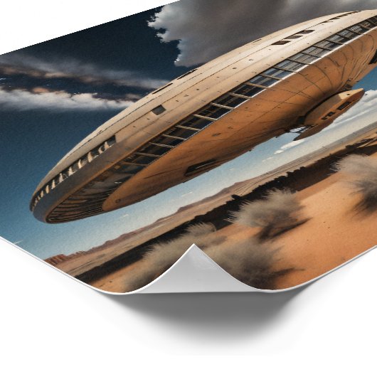 砂漠のポスター上の円形UFO ポスター (角)