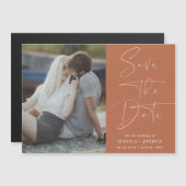 砂漠のモダン錆の写真の日付磁石を保存 マグネット招待状 (正面/裏面)