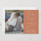 砂漠のモダン錆の写真の日付磁石を保存 マグネット招待状 (正面)