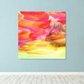 砂漠のユニコ絵を描ン キャンバスプリント (インサイチュ (ウッドフロア))