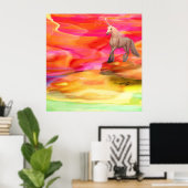 砂漠のユニコ絵を描ン ポスター (ホームオフィス)