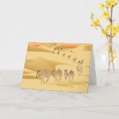 砂漠のラクダ カード (黄色い花)