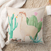 砂漠のラマ ケーキの花 自然 クッション (ブランケット)