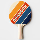 砂漠のレトロレインボーはっきりしたストライプの（名前あり） 卓球ラケット (裏面)